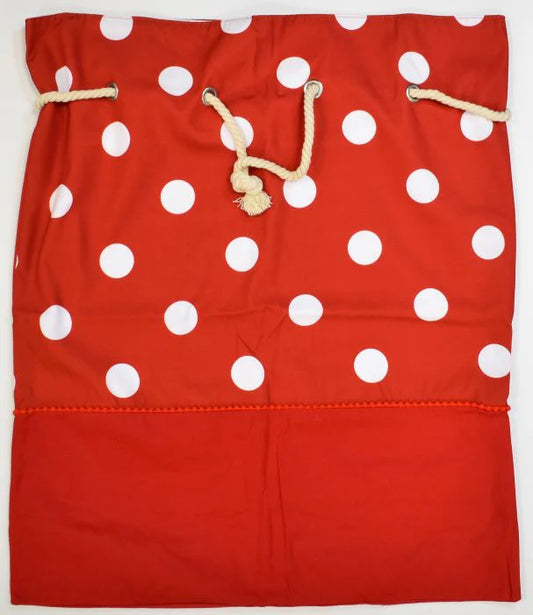 Cubbies 23 1/4" x 27 1/4" Embroiderable Red with White Polka Dots Sack